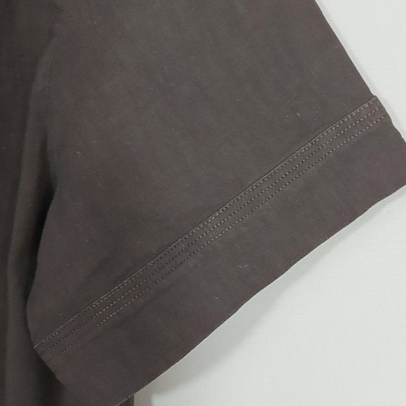 Theory Taupe Brown Linen Spandex Blend Boat Neck Short Sleeve Top SP D4 - Picture 4 of 7